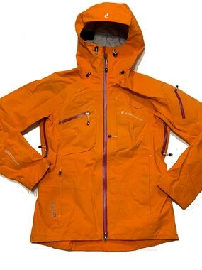 Peak Performance Women's Orange Gore-Tex Pro Shell Waterproof Hooded Jacket